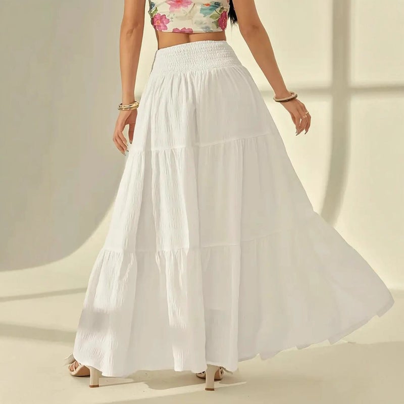 and Best-Selling Women''s Clothing, Solid Color Elegant A-Line Long Skirt, Women''s Vacation Casual Skirt - Image 3