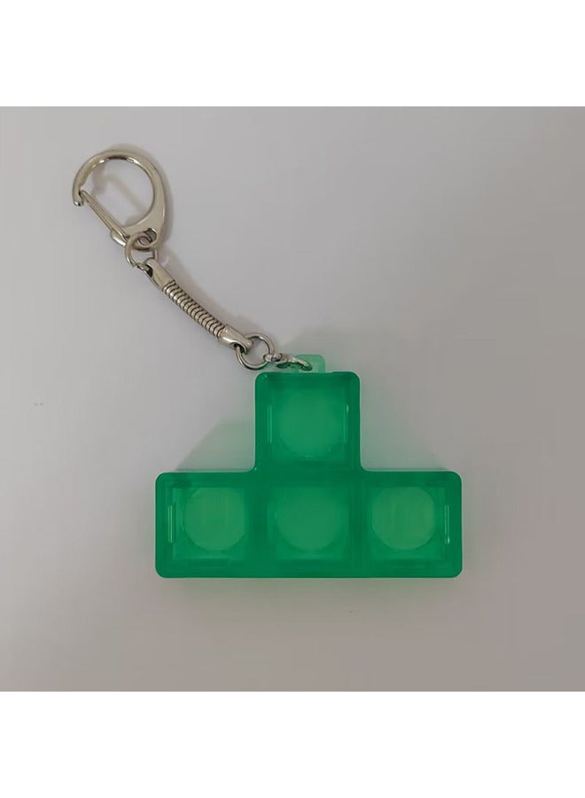 PC Material Tian Convex L Cross Test Shaft Key Decompression Can Be Installed CR1220 Battery Lamp Bead Key Buckle To Carry Multi-color-Color:Green Transparent Convex Frame Key Buckle - Image 1