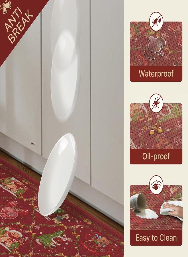 GENIMO Christmas Decorations - Kitchen Mats for Floor, 2PCS Christmas Kitchen Rugs, Cushioned Anti Fatigue Mat for Home Decor, Waterproof Non Slip Standing Mat for Laundry, 17.3"x47"+17.3"x30", Red - Image 5