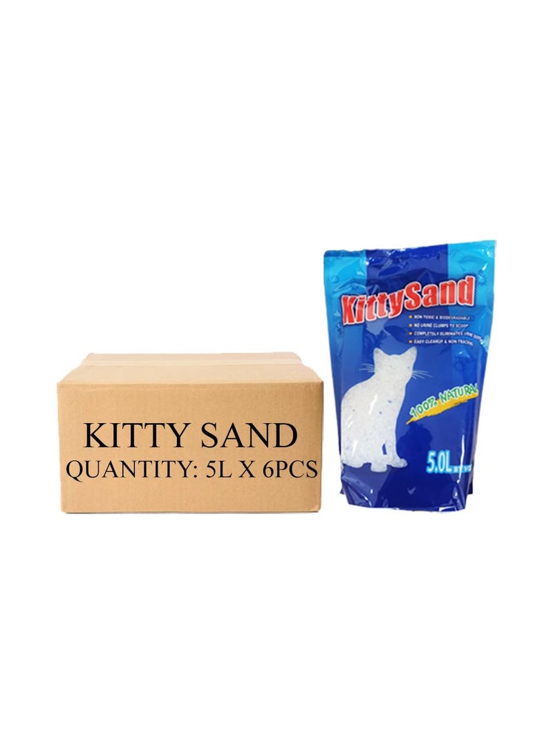 Kitty Sand 100% Natural Silica Crystal Premium Quality Cat Litter 5L - Pack of 6 - Image 2