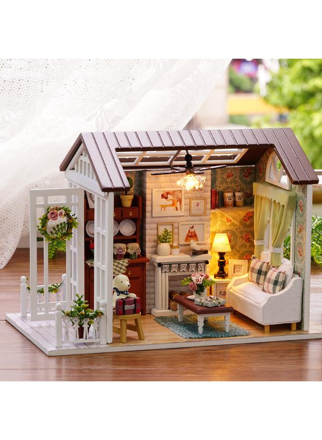 Bluejw DIY Cabin Handmade House American Vintage Assembled Small Doll House Model Creative Birthday Rison Blue Time - Image 3