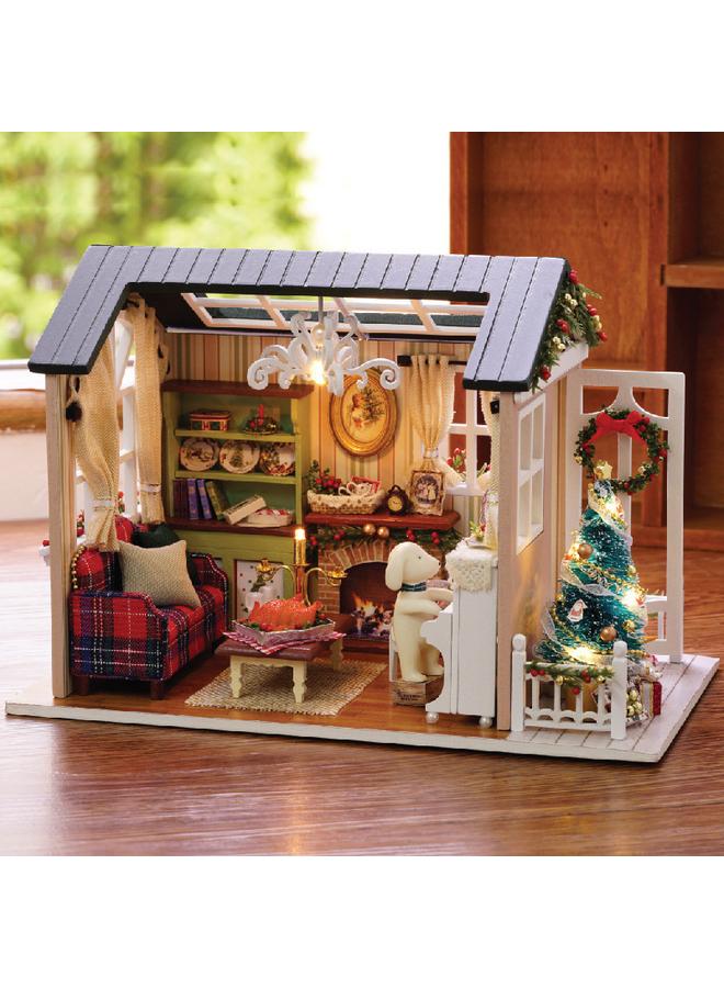 Bluejw DIY Cabin Handmade House American Vintage Assembled Small Doll House Model Creative Birthday Rison Blue Time - Image 1