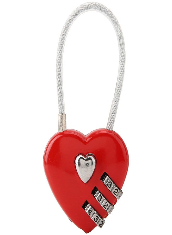 DAUERHAFT Heart Shaped Lock , 3 Digit Mini Lock , with Love Heart Wire Rope , Password Lock for Luggage , Backpack , Jewelry Box , Entrance Locker - Image 1