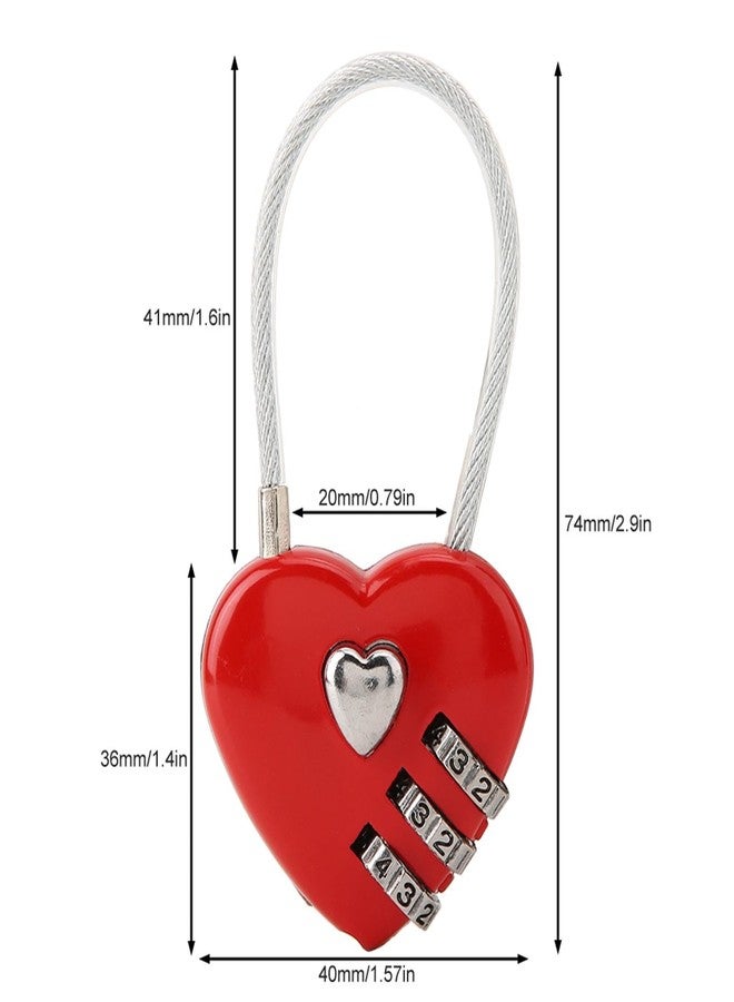 DAUERHAFT Heart Shaped Lock , 3 Digit Mini Lock , with Love Heart Wire Rope , Password Lock for Luggage , Backpack , Jewelry Box , Entrance Locker - Image 5