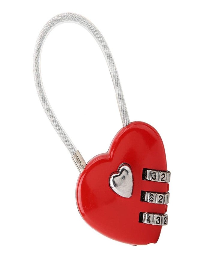 DAUERHAFT Heart Shaped Lock , 3 Digit Mini Lock , with Love Heart Wire Rope , Password Lock for Luggage , Backpack , Jewelry Box , Entrance Locker - Image 2