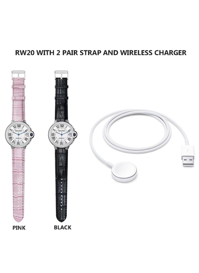 Haino Teko - Haino Teko Germany RW 20 Dimond edition classic Round smartwatch with Two set strap for women's and Girls - Image 1