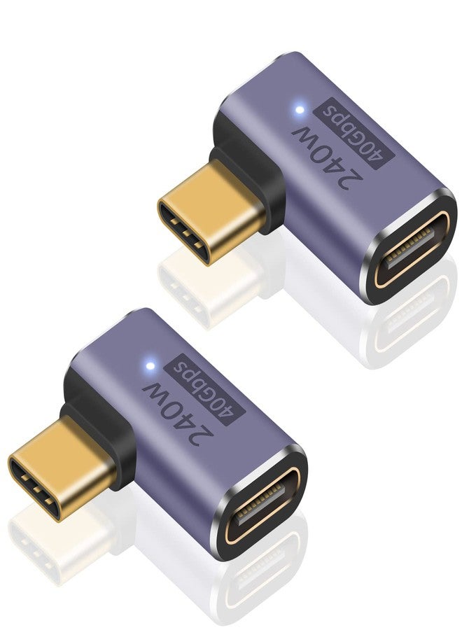 Poyiccot USB C Right Angle Adapter PD 240W, Right Angle USB C Adapter 40Gbps, 90 Degree USB C Adapter Male to Female USB C L Shape Adapter with 8K@60Hz Video for iPad, MacBook,Thunderbolt 4/3, 2Pack - Image 1