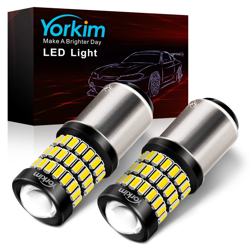 لمبات يوركيم 1157 LED بيضاء فائقة السطوع لمبة فرامل 1157 930V 1157 2057 2357 7528 BAY15D LED مع بروجيكتور بديل لمصابيح الرجوع للخلف أو مصابيح الذيل البيضاء