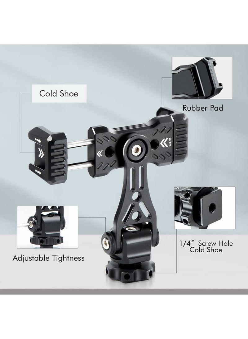 Y&D Metal Phone Tripod Mount with Rotating Cold Shoe 360 Rotate and Tilt Angles,Compatible iPhone Samsung Smartphone Holder Adapter, Desktop for Cell Phone,Video Live Streaming Vlogging Rig  - Image 2