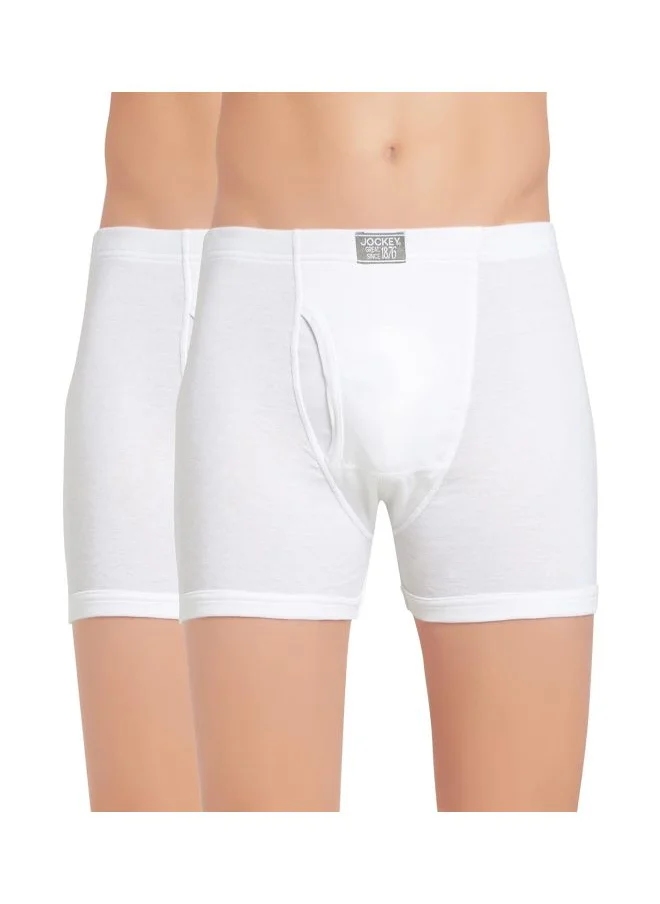 جوكي Jockey 8008 Men Super Combed Cotton Rib Solid Boxer Brief with Ultra soft Concealed Waistband Pack of 2