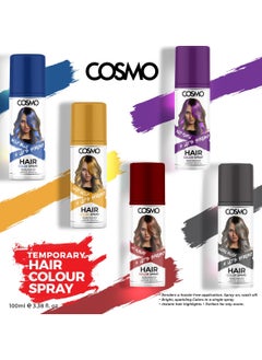 COSMO Temporary Hair Colour Spray Bold Blue For Unisex - 100ml  - Image 2