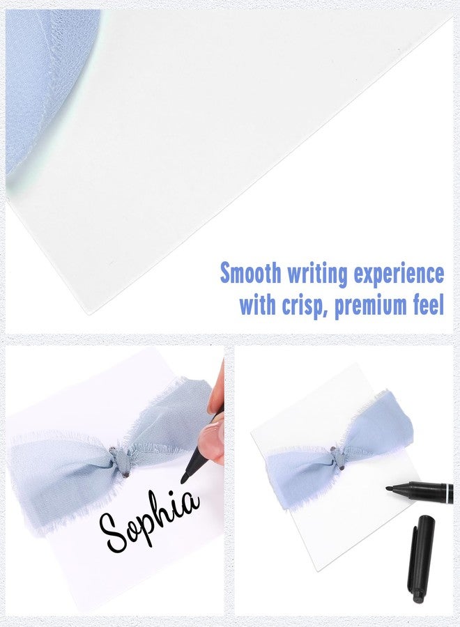 Marspark 50 Pcs Bow Place Cards for Table Setting Printable 2x3.5in Tent Name Cards Blank Fillable Buffet Food Labels with Pen for Baby Shower Wedding Christmas Table Dinner Birthday Fall Parties(Blue) - Image 4