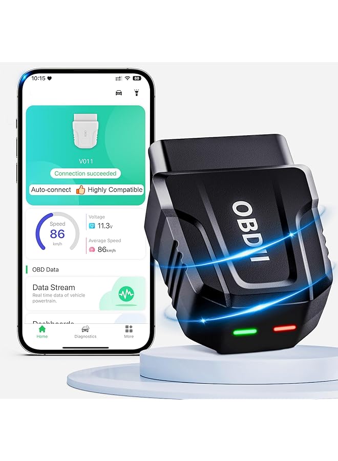 KASTWAVE Bluetooth 5.4 Obd2 Scanner, Wireless Compatible With Third-Party Apps, 1S Auto Connect To Phone, Car & Motorcycle Universal Code Reader Check Engine Fault Obdii Adapter Scan Tool For Ios/Android - Image 1