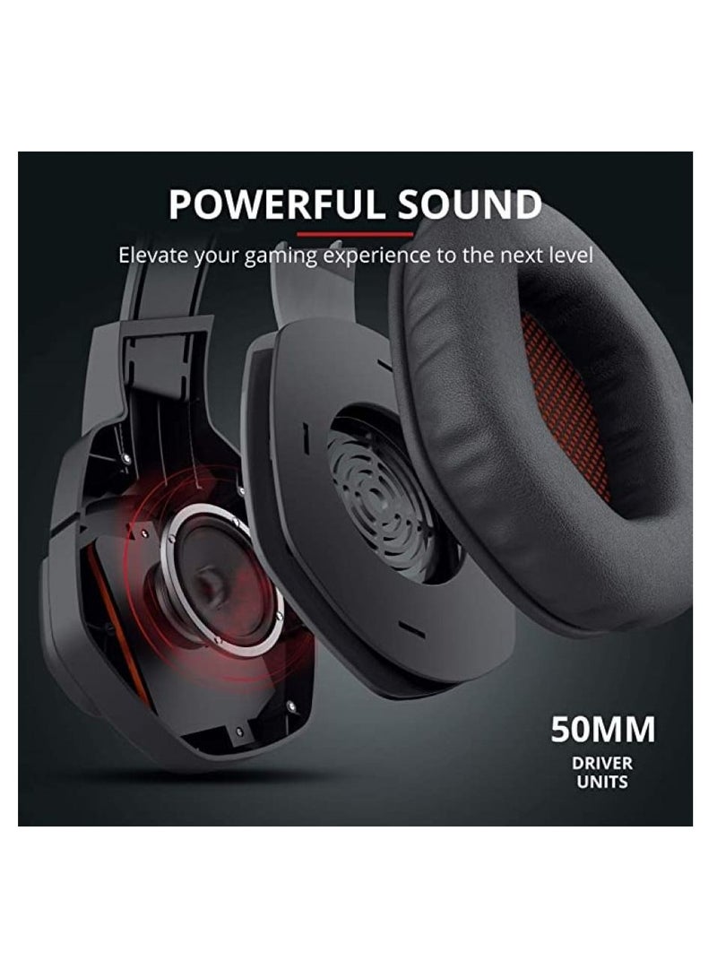 Trust Gaming Headset for PC/Laptop GXT 448 Nixxo LED illuminated Headset with Mic Soft Comfortable Over-Ear Cushions Fold-away Flexible Microphone USB 3.5 mm Jack Black