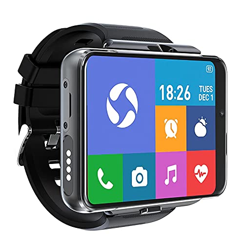 Rainbuvvy ساعة Rainbuvvy الذكية للرجال، ساعة ذكية 4G لنظامي Android و iOS بشاشة تعمل باللمس 2.88 بوصة، نظام Android 9.0، 4GB+64GB، متعقب نشاط مع فتح الوجه، كاميرتين مزدوجتين، WiFi، GPS، حزام قابل للفك (أسود) - Image 1
