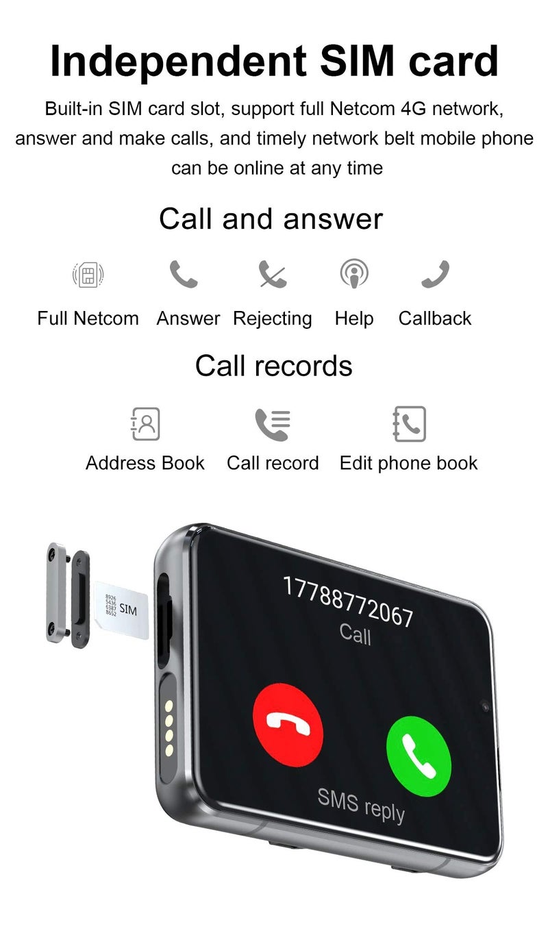 Rainbuvvy ساعة Rainbuvvy الذكية للرجال، ساعة ذكية 4G لنظامي Android و iOS بشاشة تعمل باللمس 2.88 بوصة، نظام Android 9.0، 4GB+64GB، متعقب نشاط مع فتح الوجه، كاميرتين مزدوجتين، WiFi، GPS، حزام قابل للفك (أسود) - Image 4