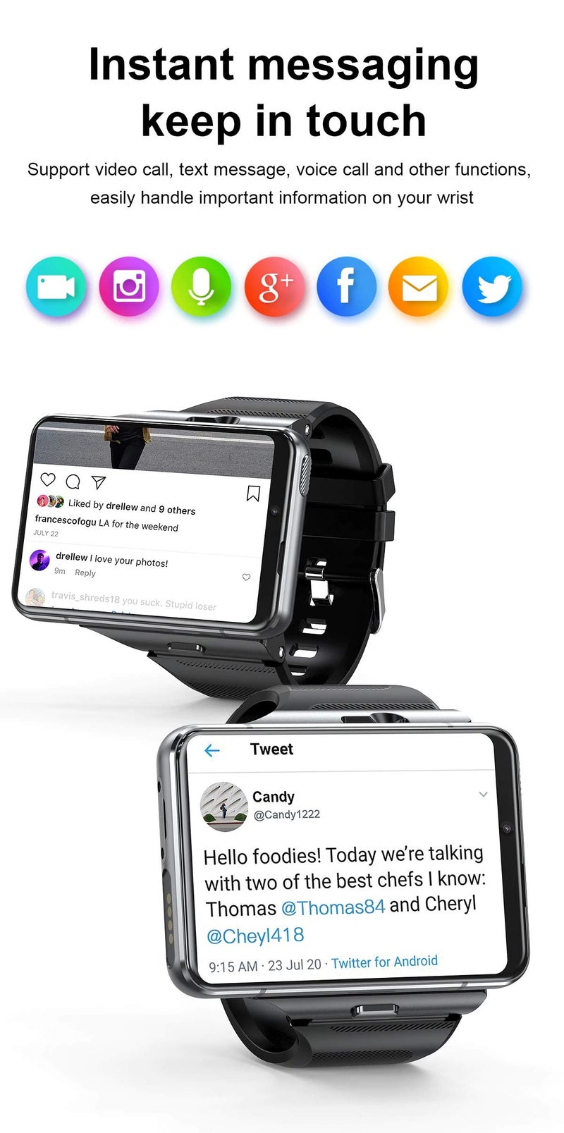 Rainbuvvy ساعة Rainbuvvy الذكية للرجال، ساعة ذكية 4G لنظامي Android و iOS بشاشة تعمل باللمس 2.88 بوصة، نظام Android 9.0، 4GB+64GB، متعقب نشاط مع فتح الوجه، كاميرتين مزدوجتين، WiFi، GPS، حزام قابل للفك (أسود) - Image 5