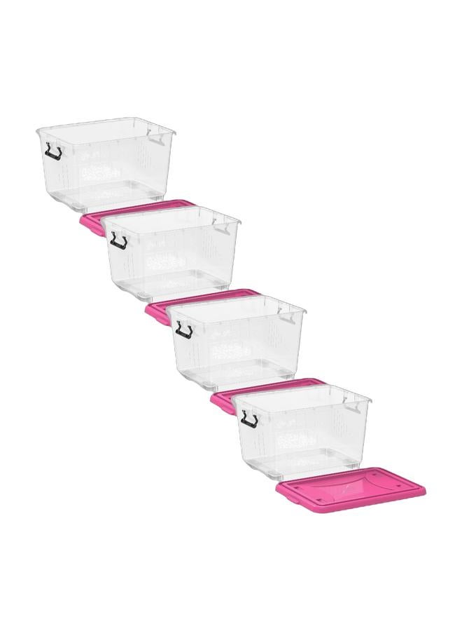 Cosmoplast 55L Clear Plastic Storage Box With Wheels & Lockable Lid (Pack Of 4) - Image 1