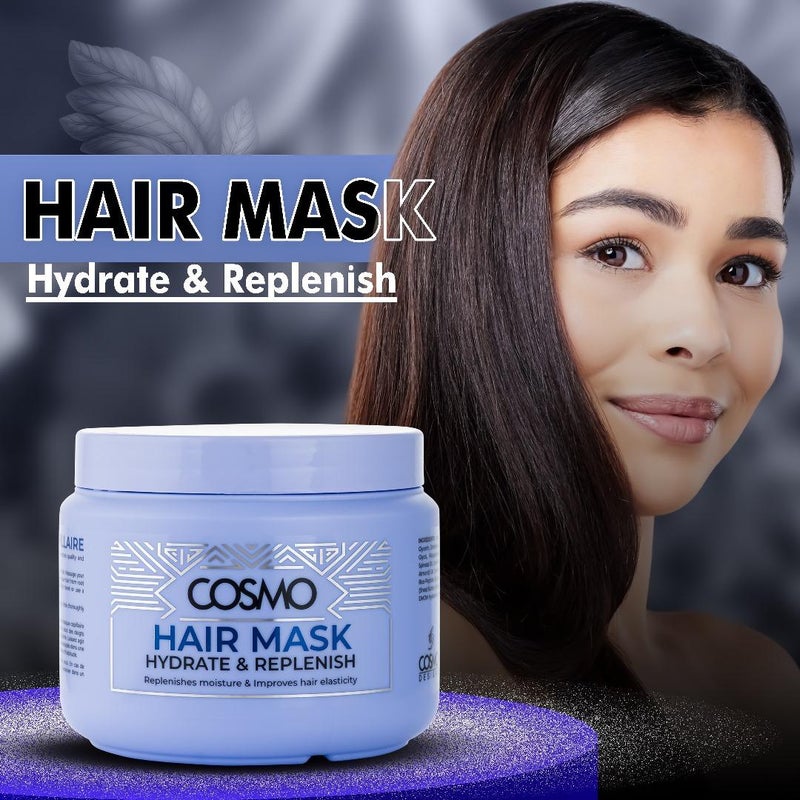 COSMO Hydrate and Replenish Hair Mask 500ml | Replenishes Moisture | Improve Hair Elasticity | Restore Hair Quality | for Unisex - Image 2