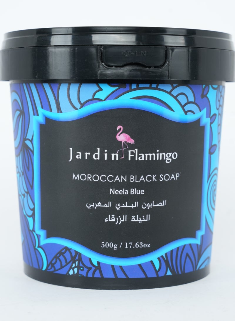 Jardin Flamingo Moroccan Black Soap 500g - Neela Blue - Image 2