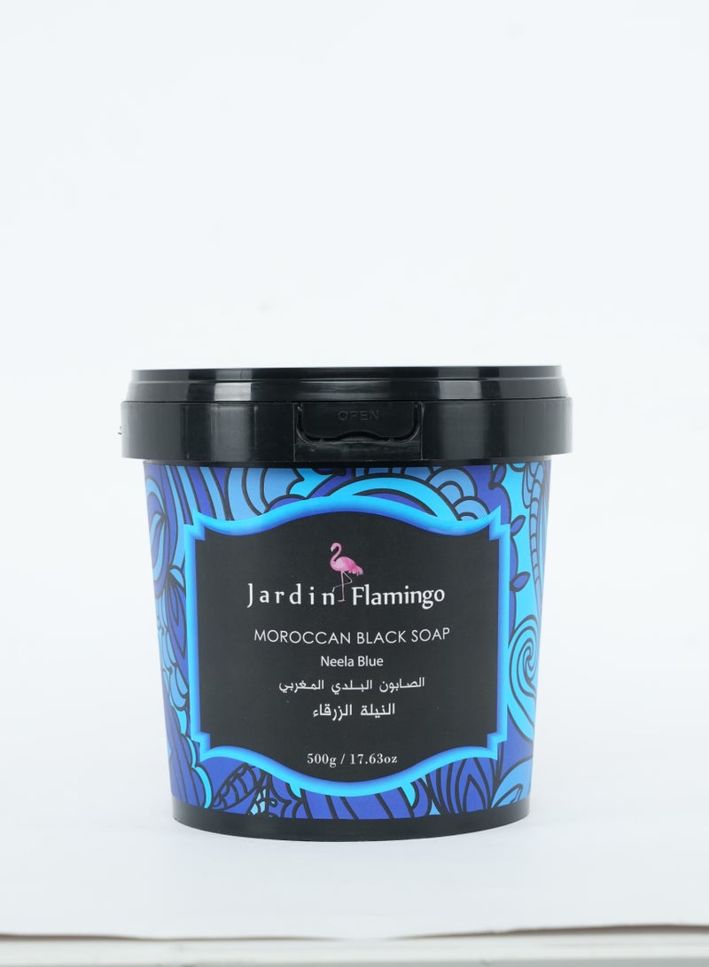 Jardin Flamingo Moroccan Black Soap 500g - Neela Blue - Image 1