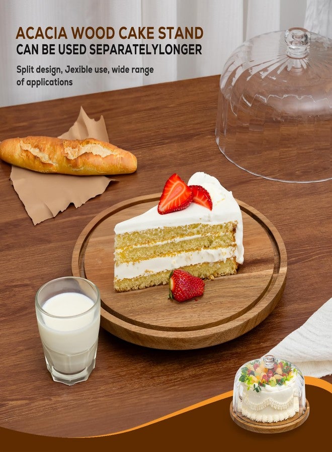 Vacream Cake Stand with Lid, Rotating Cake Holder with Dome, Wood Lazy Susan with Cover, Cake Stand for Party,Birthday,Parties,Baking Gifts(12 Inch with Dome) - Image 5