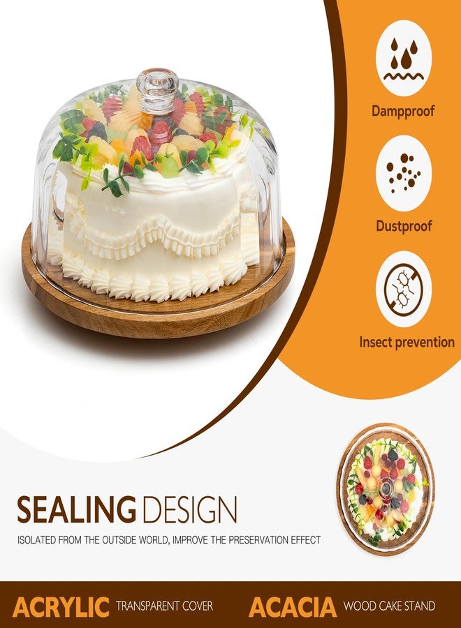Vacream Cake Stand with Lid, Rotating Cake Holder with Dome, Wood Lazy Susan with Cover, Cake Stand for Party,Birthday,Parties,Baking Gifts(12 Inch with Dome) - Image 4