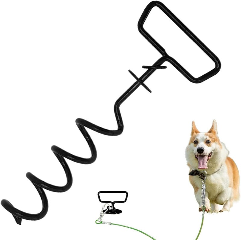 Dog Stake,Heavy Duty Strong Grip Iron | Dog Strap Stake for Ground,for Backyard Park Garden Yard Travel Picnic Training Adventure Grass Soil Sand - Image 1