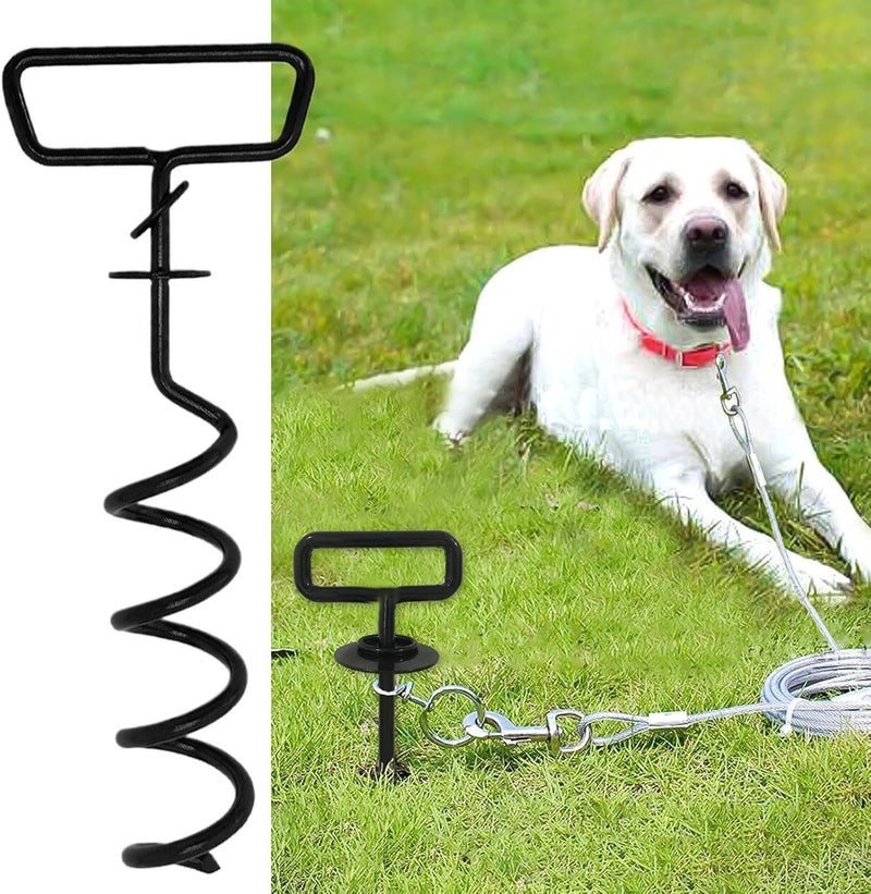 Dog Stake,Heavy Duty Strong Grip Iron | Dog Strap Stake for Ground,for Backyard Park Garden Yard Travel Picnic Training Adventure Grass Soil Sand - Image 3