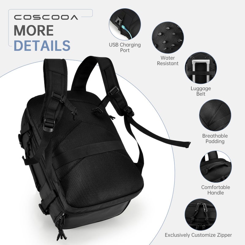 COSCOOA 40x30x20cm Travel Bag, Expandable Carry on Travel Backpack 30-35L, 40x30x25cm Personal Item Bag,15.6inch Laptop Backpack with Shoe Compartment and Wet Pockets,Mochila de Viaje - Image 4