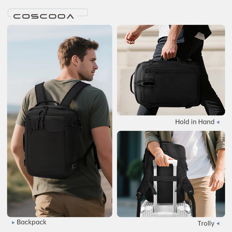 COSCOOA 40x30x20cm Travel Bag, Expandable Carry on Travel Backpack 30-35L, 40x30x25cm Personal Item Bag,15.6inch Laptop Backpack with Shoe Compartment and Wet Pockets,Mochila de Viaje - Image 5