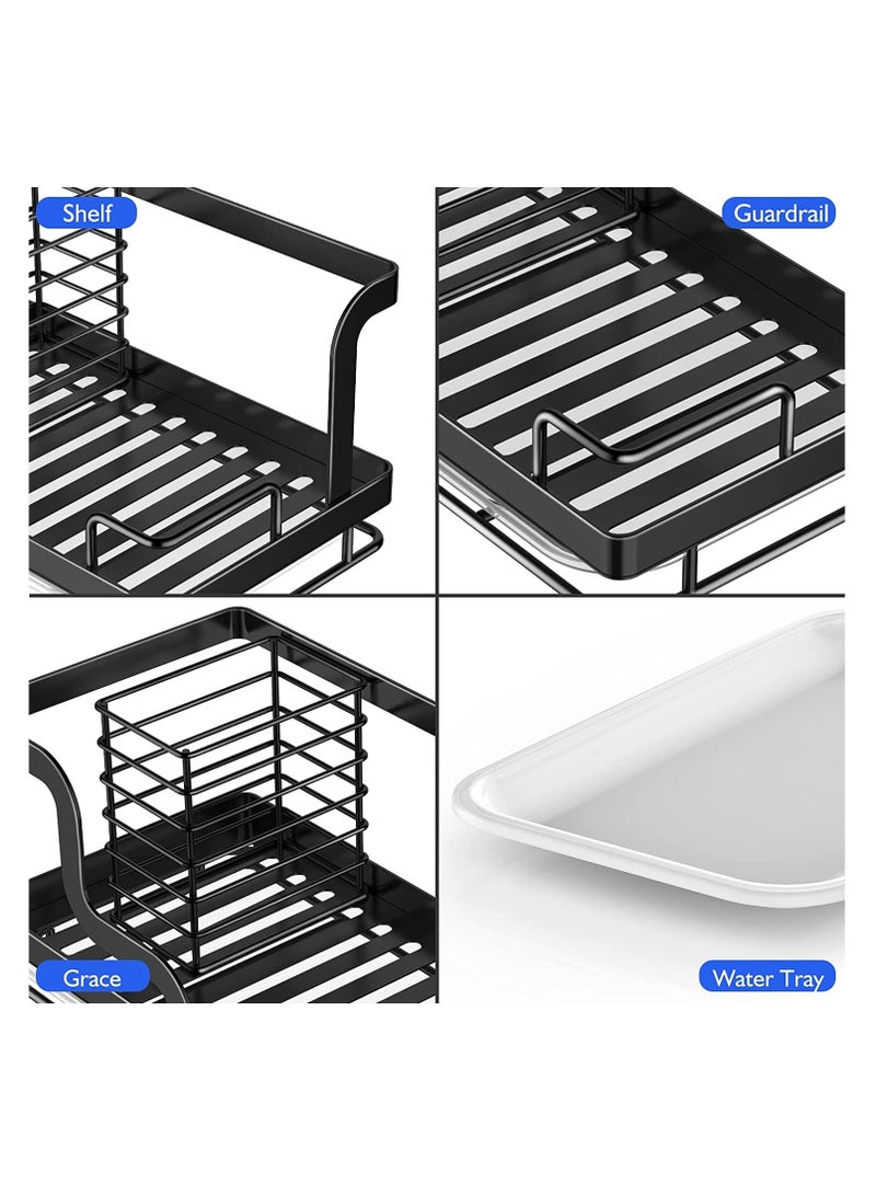 Excefore منظم حوض المطبخ، حاملة إسفنجة، حاملة فرشاة صابون الأطباق مع صينية تصريف قابلة للإزالة، ملحقات المطبخ سلة تخزين من الفولاذ المقاوم للصدأ لخرقة الأطباق - Image 5