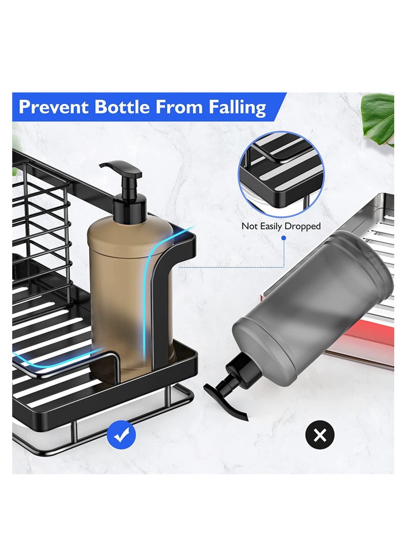 Excefore منظم حوض المطبخ، حاملة إسفنجة، حاملة فرشاة صابون الأطباق مع صينية تصريف قابلة للإزالة، ملحقات المطبخ سلة تخزين من الفولاذ المقاوم للصدأ لخرقة الأطباق - Image 3