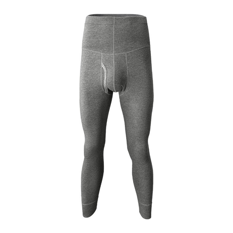 Mens Cotton Thermal Slim-fit High-Waist Pants Autumn Dark gray - Image 1