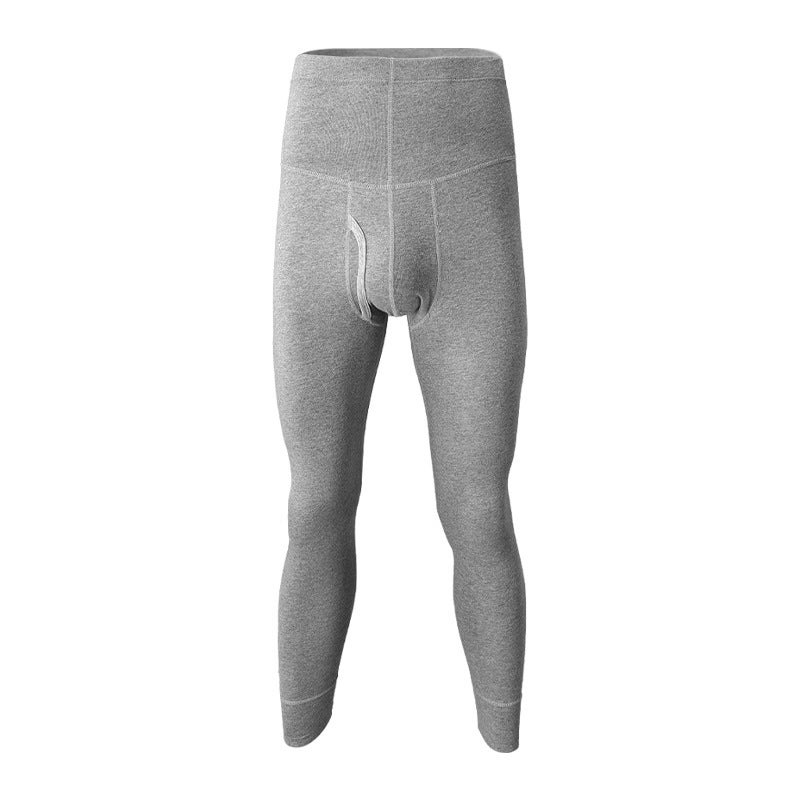 Mens Cotton Thermal Slim-fit High-Waist Pants Autumn Dark gray - Image 2