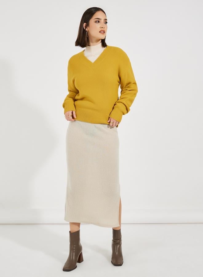 ستايلي سويتر محبوك بقصة بوكسي وتفاصيل بارزة الملمس - Image 2