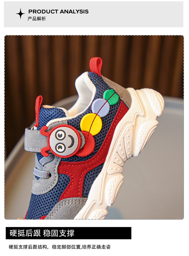 New Caterpillar Soft-Soled Boys' Shoes Casual Double-Mesh Shoes All-Match Girls' Toddler Running Sports Shoes - Image 5