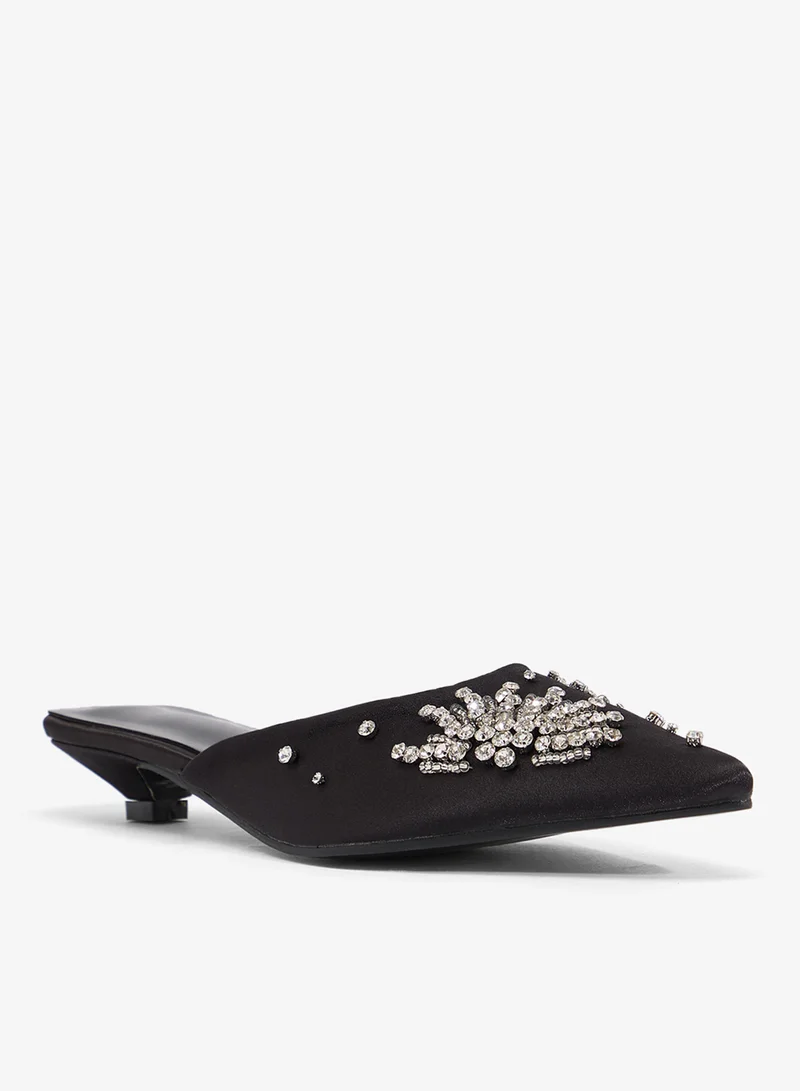 Ella Limited Edition Silver Embellished Low Heel Open Back Pump