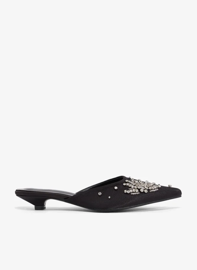 Ella Limited Edition Silver Embellished Low Heel Open Back Pump