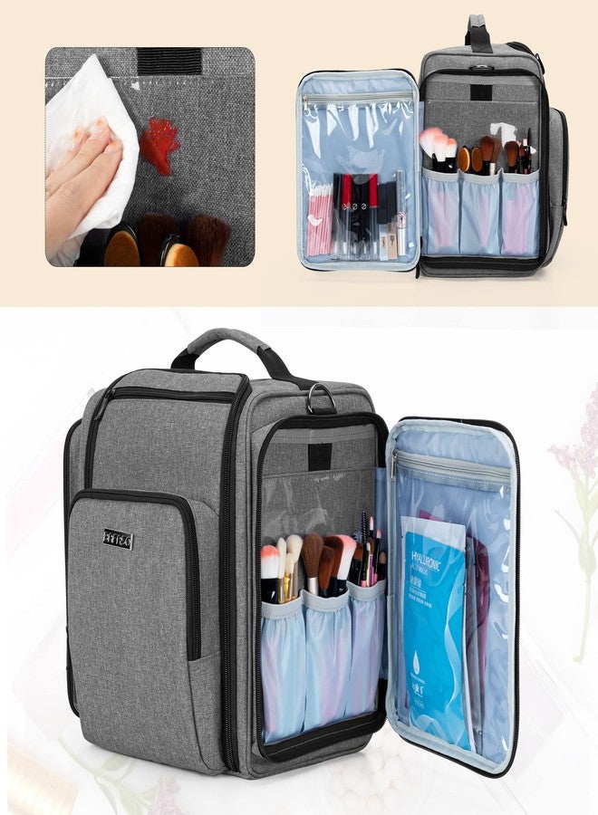 BAFASO Makeup Bag Cosmetic Bag with 4 Inner Removable Pouches, Multifunctional Travel Makeup Case (Patent Pending), Gray - Image 4