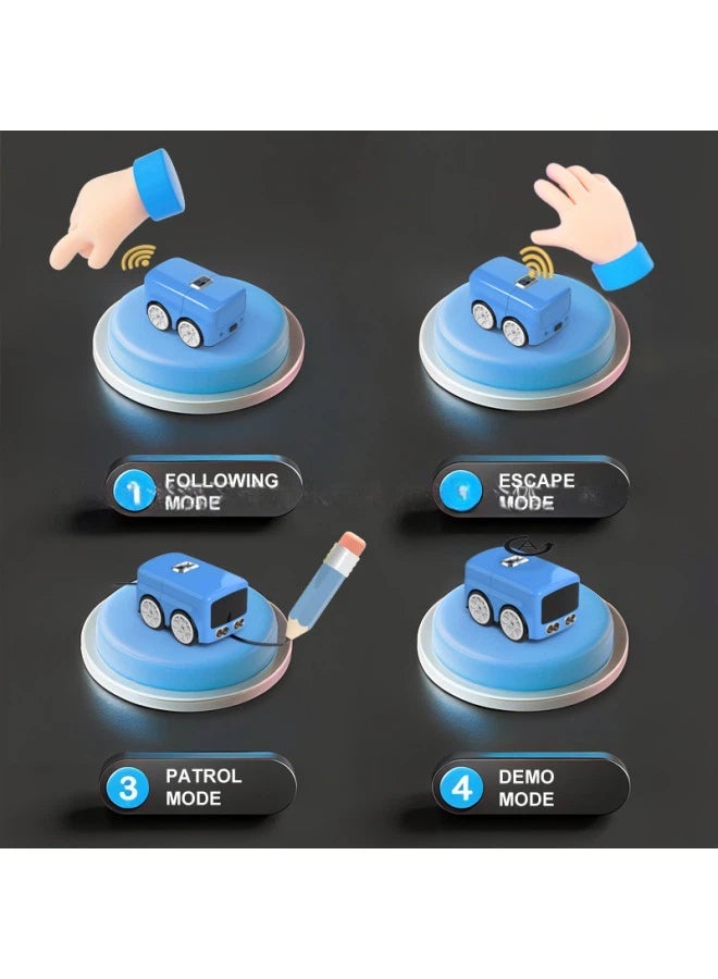 سيارة تحكم عن بعد بتقنية الاستشعار الذكي والتحكم بالإيماءات – باص صغير متعدد الأوضاع: تتبع الإيماءات، تفادي العوائق، تتبع الخط، وضع الهروب، ووضع العرض، شحن عبر USB، لعبة تفاعلية ممتعة للأطفال الصغار والأولاد من عمر 2-10 سنوات، هدية مثالية للأطفال - Image 4