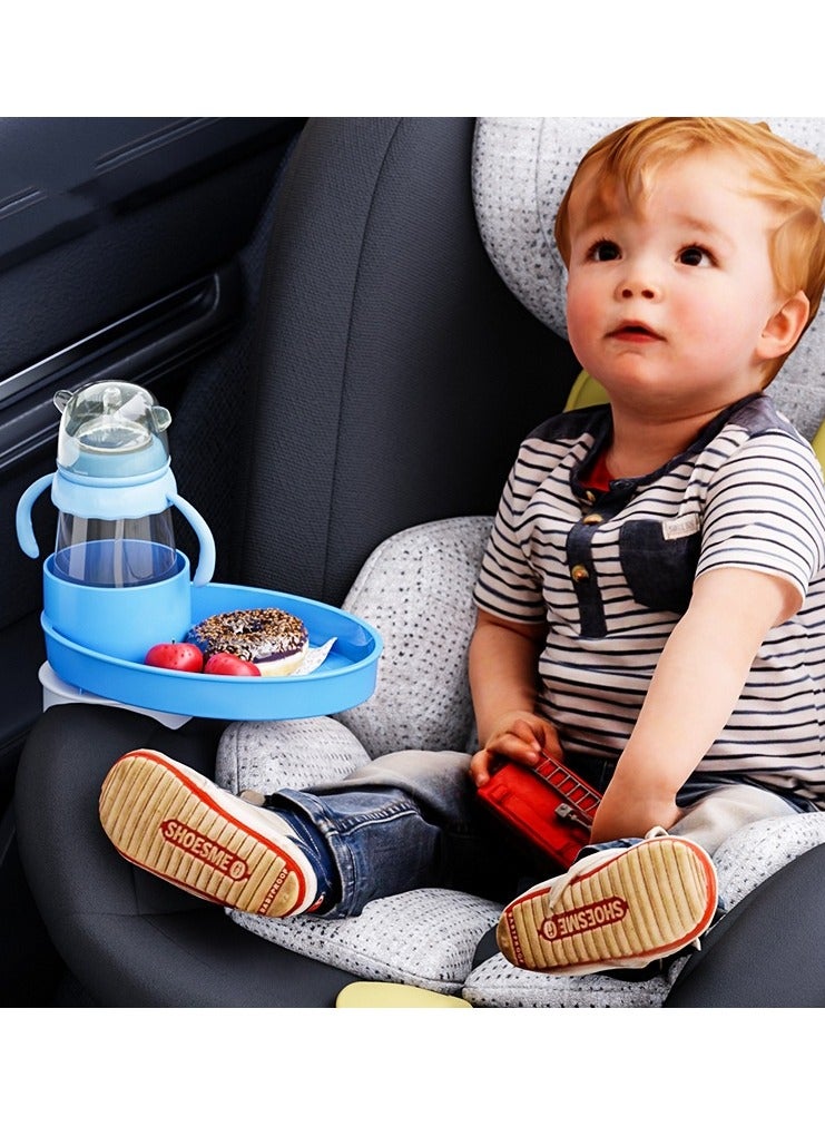 Car Snack Tray with Cup Holder, Stay Organized, Child Car Seat Accessory, Less Mess, Universal Expander Tray for Car Food Eating, Suitable for Adults, Toddlers, Babies from 3 Months, Travel Road Trip Must-Have, Sky Blue - Image 3