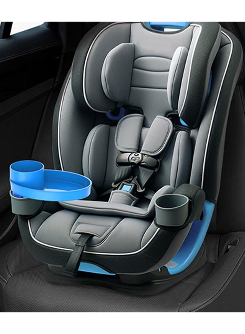 Car Snack Tray with Cup Holder, Stay Organized, Child Car Seat Accessory, Less Mess, Universal Expander Tray for Car Food Eating, Suitable for Adults, Toddlers, Babies from 3 Months, Travel Road Trip Must-Have, Sky Blue - Image 1