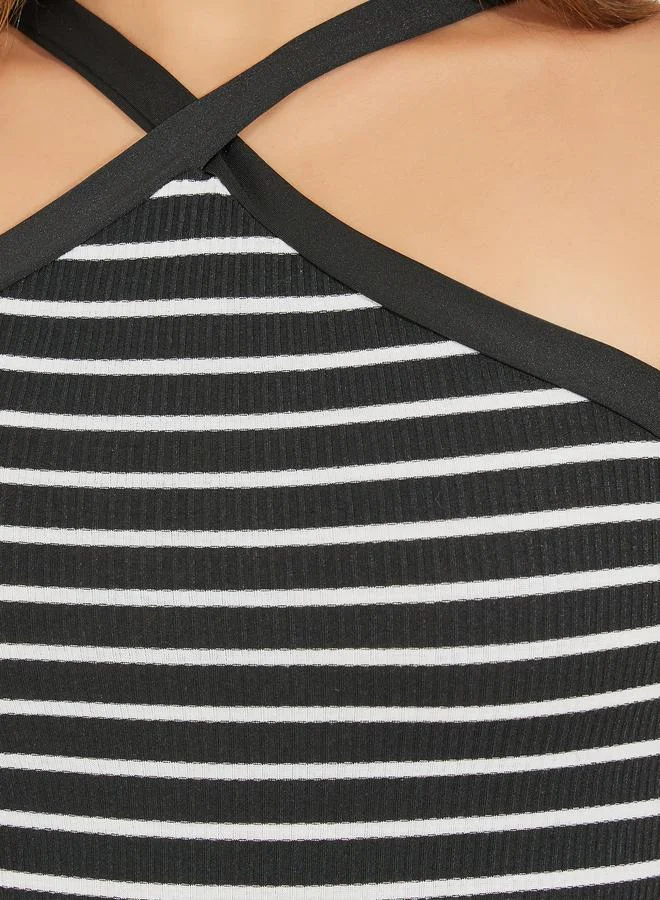 Styli Striped Halter Midi Dress