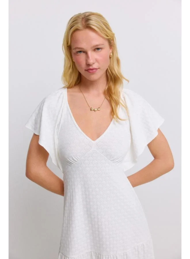 Springfield  Midi dress with ruffle straps for Women | Best Price UAE