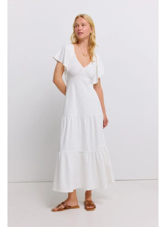 Midi dress with ruffle straps