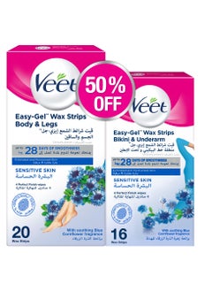 Veet Hair Removal Easy-Gel Wax For Sensitive Skin 36 Strips  - Image 1