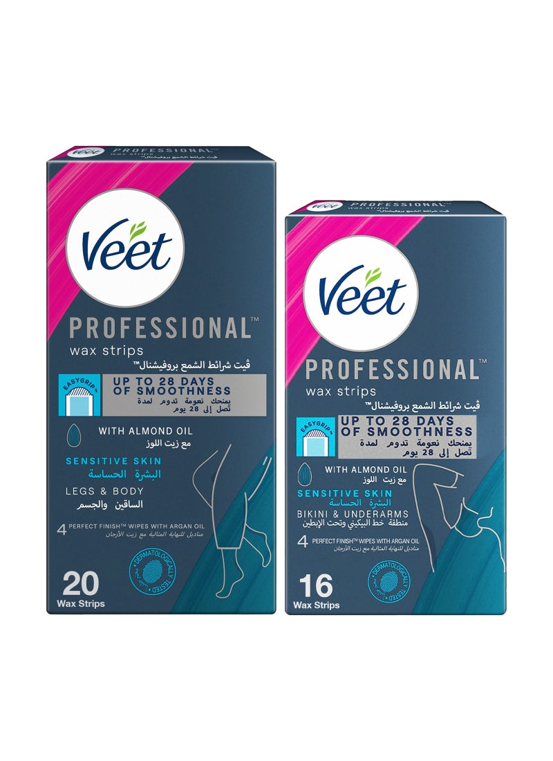 Veet Hair Removal Easy-Gel Wax For Sensitive Skin 36 Strips - Image 1