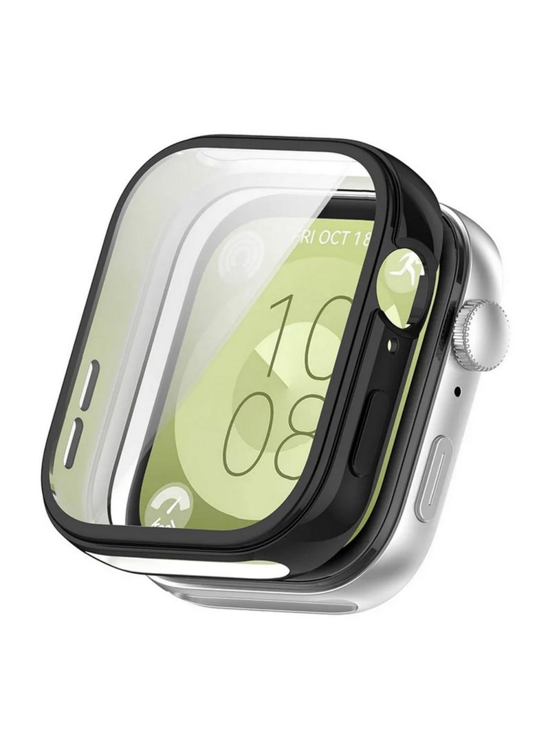 بيوينتي 1 قطعة غلاف TPU لـ Huawei Watch Fit 3 - غطاء واقي مرن مع حماية كاملة للشاشة - اكسسوارات متوافقة مع Huawei Watch Fit 3 - لون أسود - Image 4