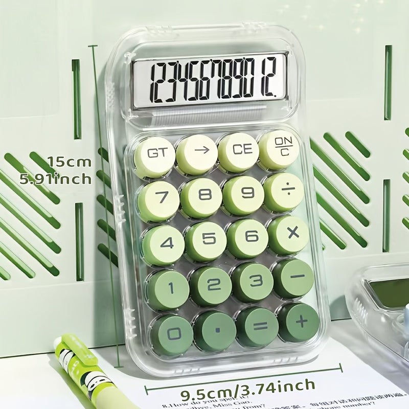 Viral Dopamine Jungle Mist Transparent Calculator 12 Digit Large Screen Mechanical Keys Portable School Office Aesthetic Desk Supplies Battery Not Included - Image 2